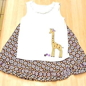 Vintage Gymboree Girl’s 6 Matching White Giraffe Appliqué Tank & Ruffled Skirt